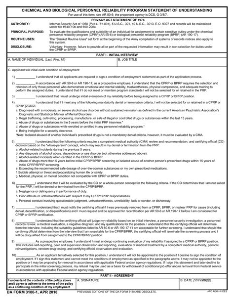 Da Form 3180 1 Fill Out Sign Online And Download Fillable Pdf