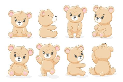 A Collection Of Cute Teddy Bears Vector Illustration Of A Cartoon