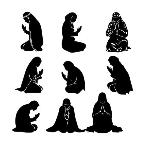 Premium Vector Muslim Woman Praying Silhouette Vector