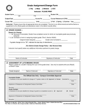 Fillable Online Sdmiramar Grade AssignmentandCahnge Form Sdmiramar