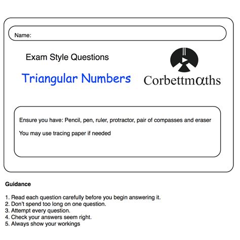 Triangular Numbers Practice Questions Corbettmaths