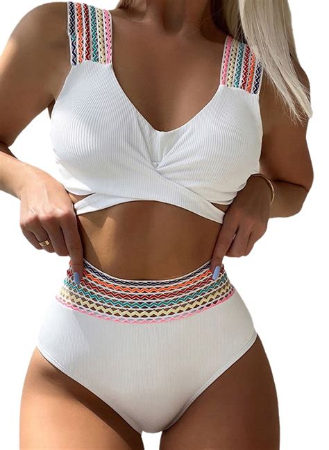 Str J K Pielowy Dwucz Ciowy Damski Wyszczuplaj Cy Bikini Wysoki Xxl Cena