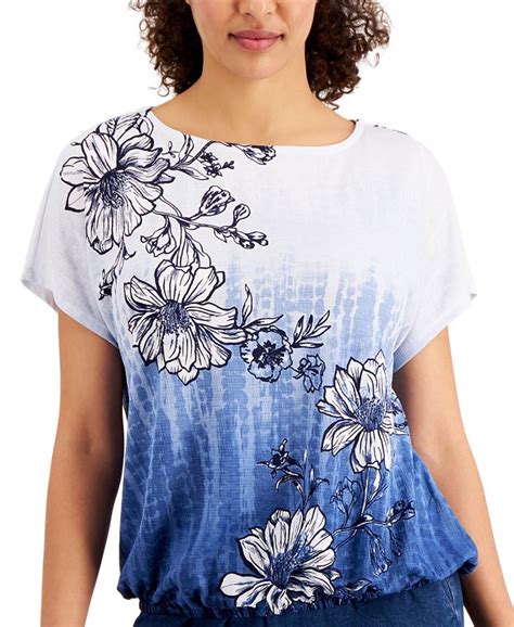 Jm Collection Printed Short Sleeve Top Created For Macys Macys