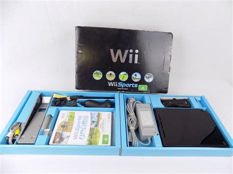 Boxed Black Nintendo Wii Console Wii Sports Game Complete Bundle