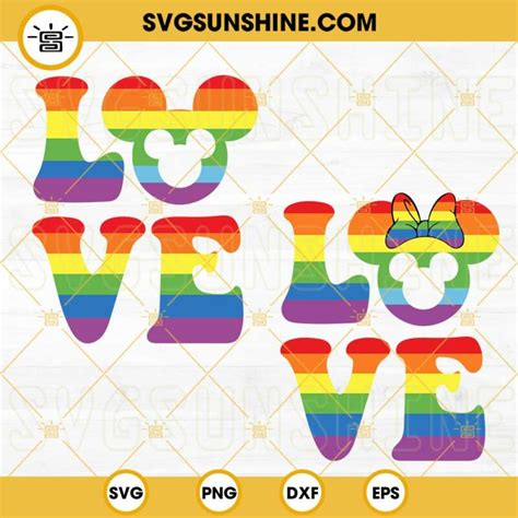 Mickey And Minnie Head Rainbow Love Svg Lgbt Pride Disney Mouse Svg