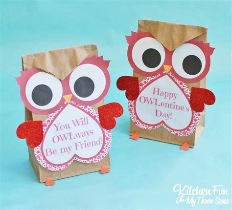 Valentine Owl Paper Treat Bag With A Free Printablea Fun Craft The