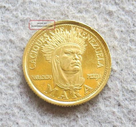 1962 Gold Caciques De Venezuela 5 Bolivares Mara Indian Chief Proof Coin