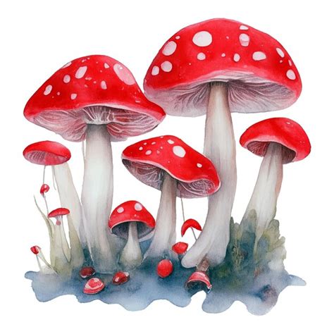 Champignons Aquarelles Illustration Vectorielle D Un Ensemble De