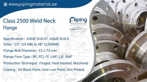 Class 2500 Weld Neck Flange ASME B16 5 2500 WNRF Flanges Dimensions