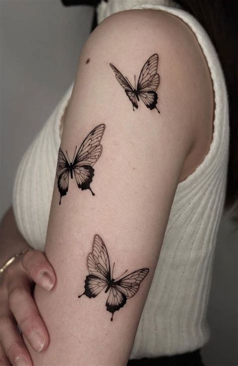 30 Cute Butterfly Tattoos Three Butterflies On Upper Arm In 2023