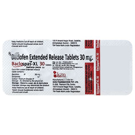 BACLOSPAS XL 30 Tablet 10 S Price Uses Side Effects Netmeds