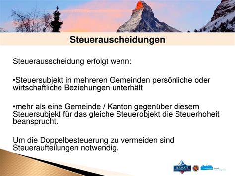 Thematik Steueraufteilungen Im Kanton Wallis Ewg Zermatt Ppt