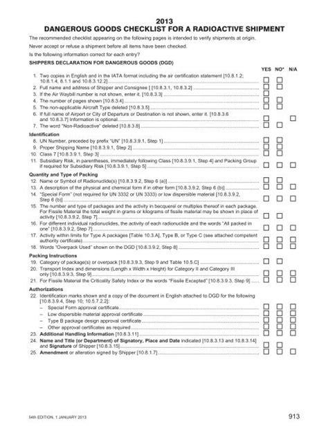 English Radioactive Checklist Iata