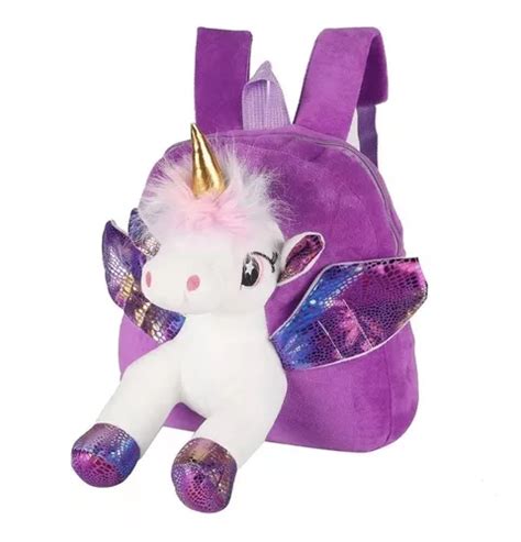 Mochila Jardín Nena Escolar Suave Unicornio Peluche Pony MercadoLibre