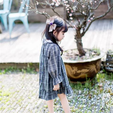 2018 Korean Spring New Girl Dress Baby Girl Clothes Kids Long Sleeves Plaid A line Dresses Baby ...