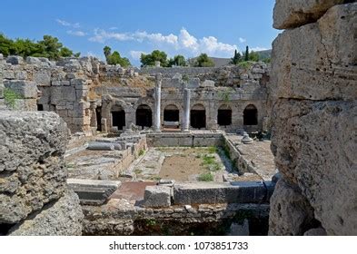 Historic Ancient Ruins Corinth Acrocorinth Archaeological Stock Photo ...