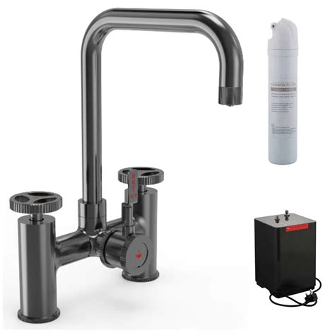 Ellsi In Industrial Bridge Hot Water Kitchen Sink Mixer Gun Metal Bathtrader