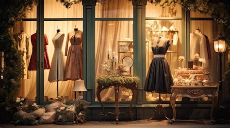 Premium Photo | A photo of a charming vintage boutique window displays ...