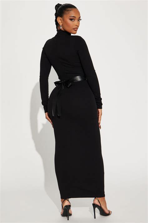 Brianna Belted Maxi Dress Black Fashion Nova