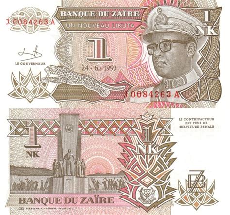 Zaire Nuevo Likuta Dictadura De Mobutu Sese Seko Pick