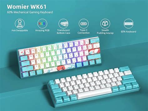 Mua 60 Percent Keyboard WK61 Mechanical RGB Wired Gaming Keyboard Hot Swappable Keyboard With