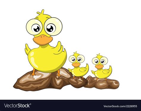 Mother Duck And Her Ducklings Cartoon Royalty Free Vector