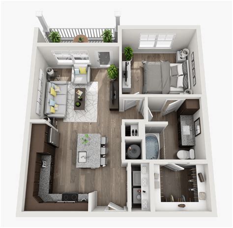 3d Floor Plans - 3d Apartment Floor Plans, HD Png Download - kindpng