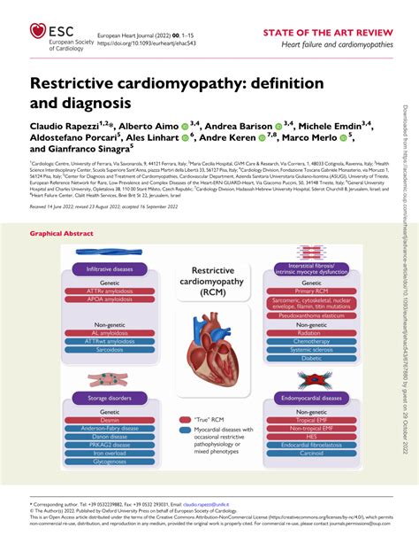 Pdf Restrictive Cardiomyopathy Definition And Diagnosis