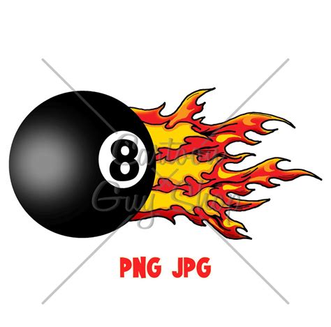 Flaming 8 Ball Png  Cartoon Subject 8 Ball Clipart Digital Download