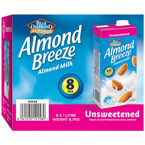 Blue Diamond Almond Breeze Unsweetened Almond Milk 8 X 1l