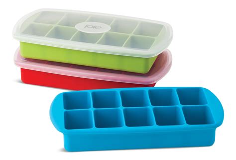 Joie Silicone Slot Ice Cube Tray With Spillproof Lid Flexible Easy