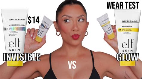 ELF SUNSCREEN BATTLE WHOA GLOW VIRAL VS INVISIBLE NEW WEAR TEST