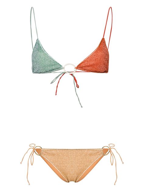 Oséree Lumière Lurex Bikini Gold FARFETCH