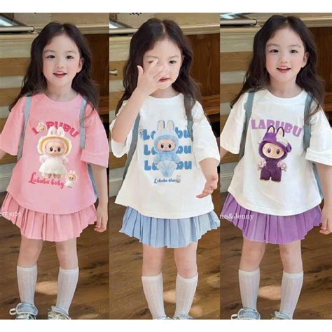 Váy học sinh Labubu cho bé gái Hot Hit Đầm bé gái set áo kèm chân váy