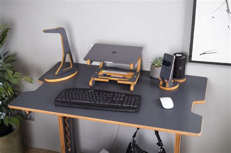 Computer Desk Black Laptop Stand Wooden Office Fold Down Desk Ergonomic ...