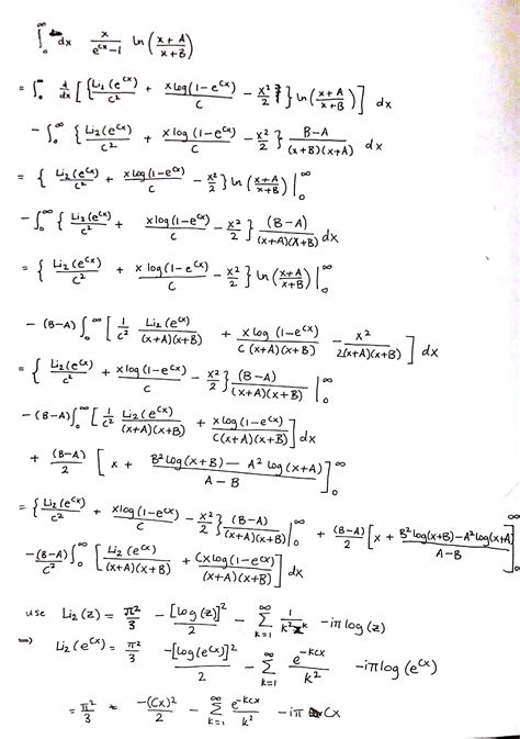 Calculus Integral Of Int 0 Infty Ln Left Frac X A X B Right