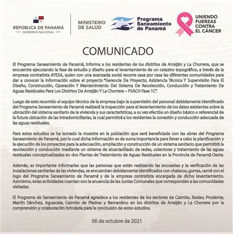 Comunicado Programa Saneamiento De Panam