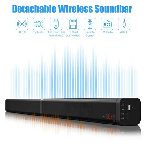 Soundbar, TV Sound Bar with Wireless Built-in Subwoofer, AUX Cable ...