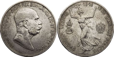 Österreich 5 Corona 1908 Franz Joseph I 1848 1916 zum 60