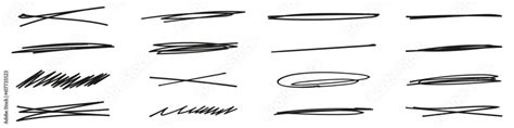 Line Strikethrough Elements Underline Pen Doodle Stroke Collection Of