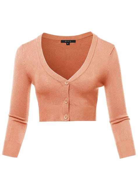 A Y Women S Solid Cropped Bolero Sleeve Button Down V Neck Cardigan