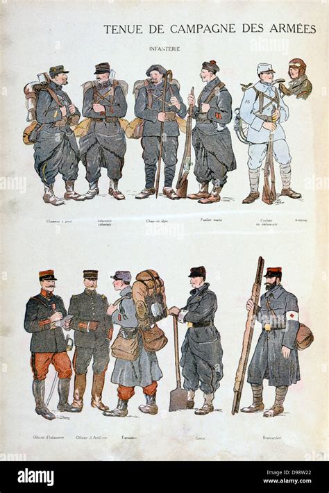 French military uniforms in World War I, 1914-1918. Infantry and, top ...