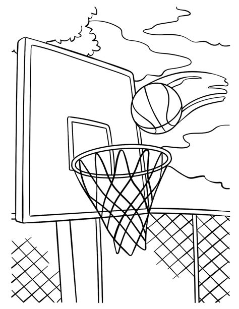 Premium Vector | Basketball Hoop and Ball Coloring Page for Kids