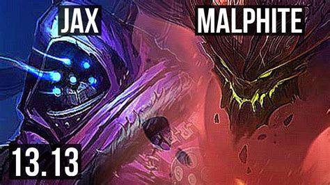 JAX Vs MALPHITE TOP 6 Solo Kills 300 Games KR Diamond 13 13