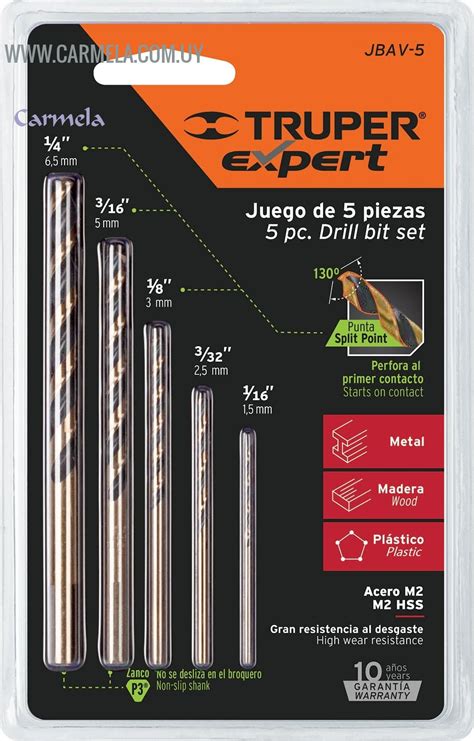 Juego 5 Mechas HSS Rectificadas Truper JBAV 5 Barraca Carmela