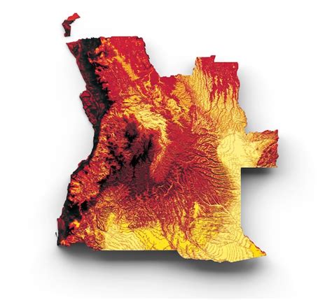 Mapa De Angola A Bandeira Cores Vermelho E Amarelo Mapa De Relevo