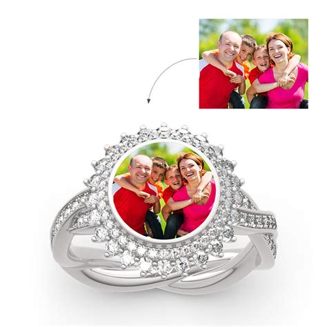 Jeulia Timeless Romance Sterling Silver Personalized Photo Ring