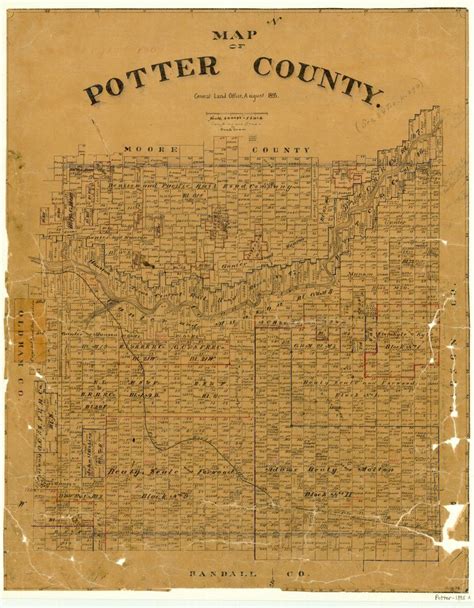 Map Of Potter County Side Of The Portal To Texas History