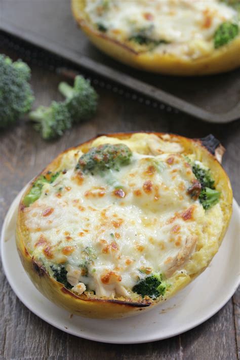 Creamy Chicken And Broccoli Stuffed Spaghetti Squash Eat Drink Love