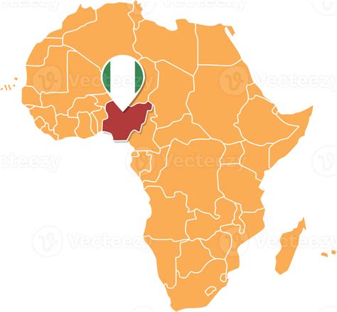 Nigeria Map In Africa Icons Showing Nigeria Location And Flags